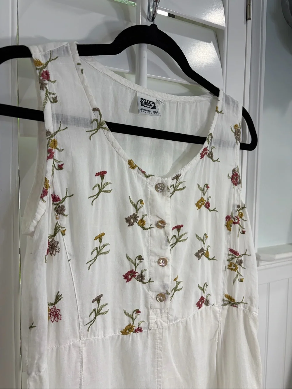 Johnny Was Ivory Maxi Dress with Multicolor Floral Embroidery - Picture 3 of 7